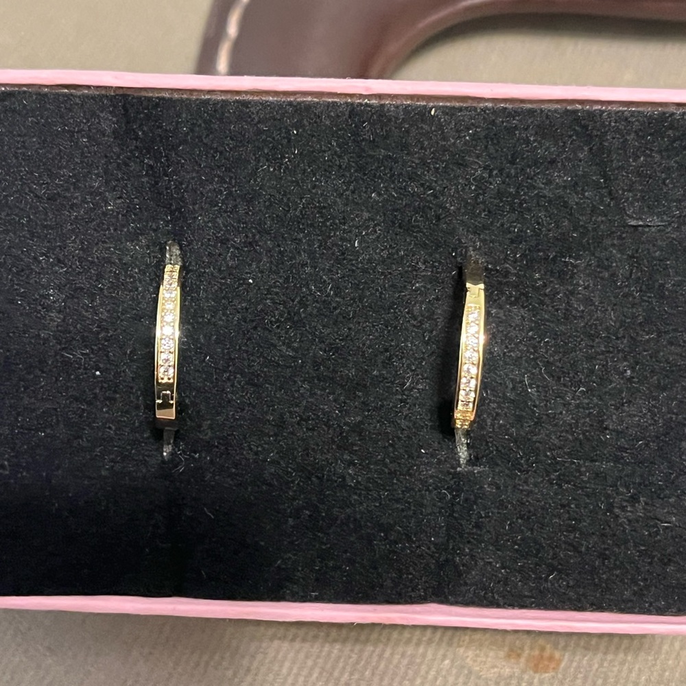 Elegant Gold plated and diamonds Hoop Earrings